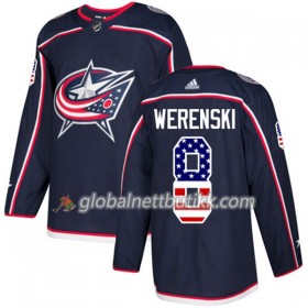 Blue Jackets Hockeydrakt Zach Werenski 8 2017-2018 USA Flag Fashion Blå Adidas Authentic - Herre